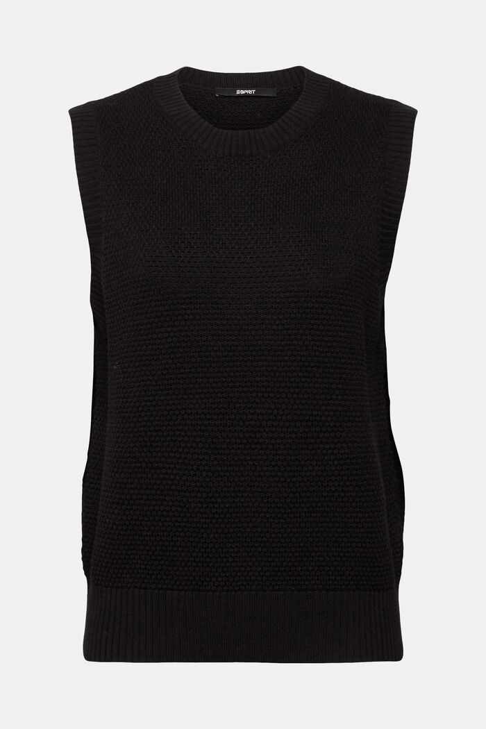 Pulovr bez rukávů, směs s bavlnou, BLACK, detail image number 2