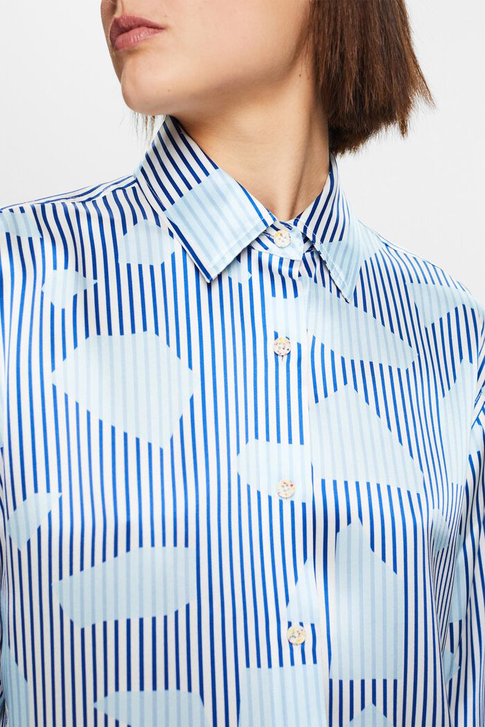 Hedvábná propínací košile na knoflíky, BRIGHT BLUE, detail image number 3