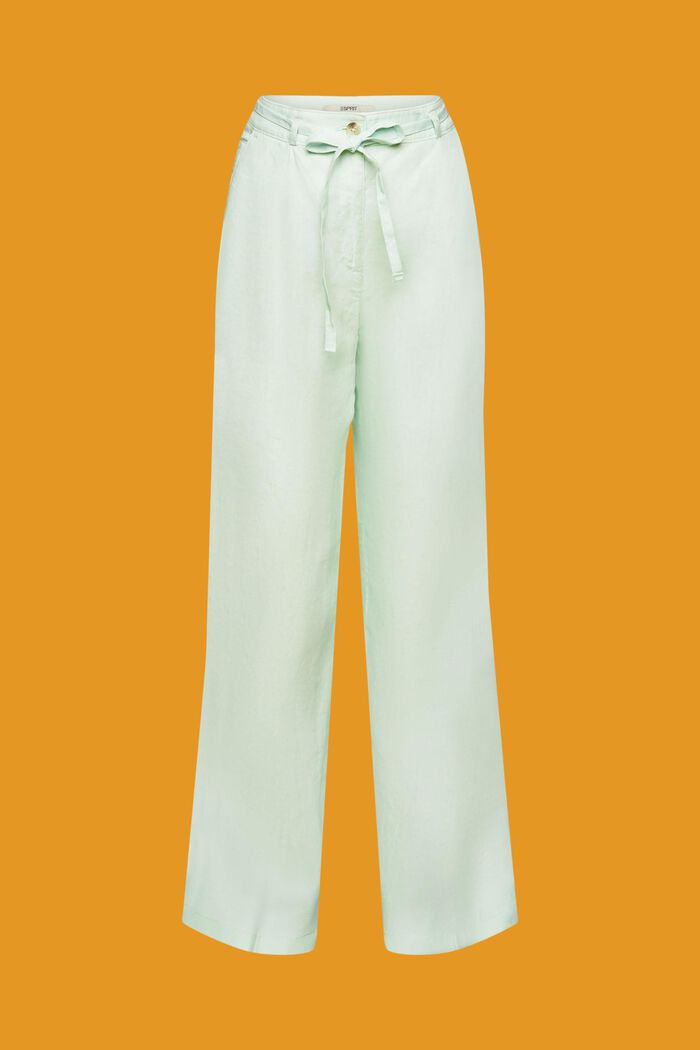 Lněné kalhoty se širokými nohavicemi, PASTEL GREEN, detail image number 7