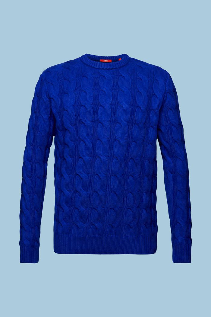 Vlněný pulovr z copánkové pleteniny, DARK BLUE, detail image number 6