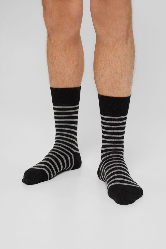 Ponožky ze směsi s bio bavlnou, 2 páry v balení, BLACK, detail image number 2