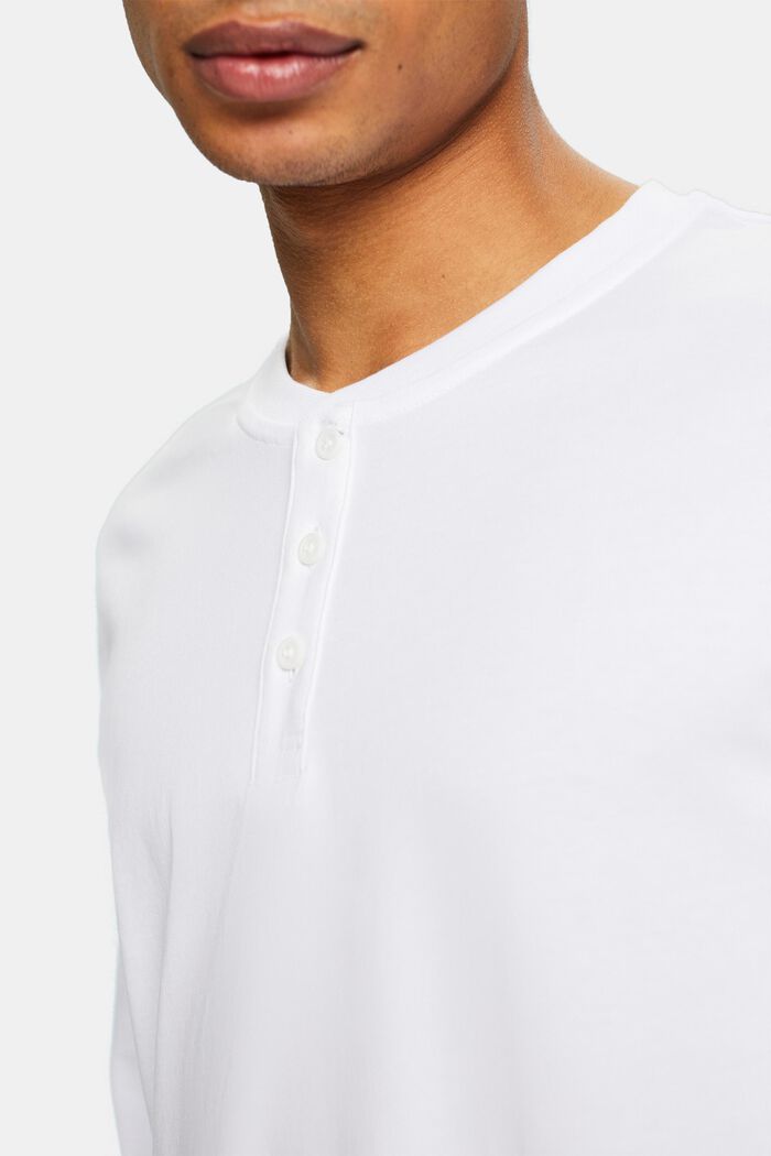 Žerzejové tričko henley, WHITE, detail image number 3
