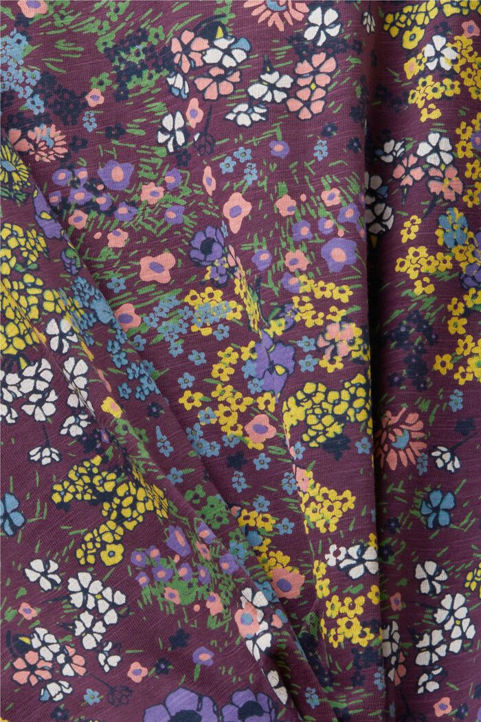 Bavlněné tričko s květinovým potiskem, DARK PURPLE, detail image number 4