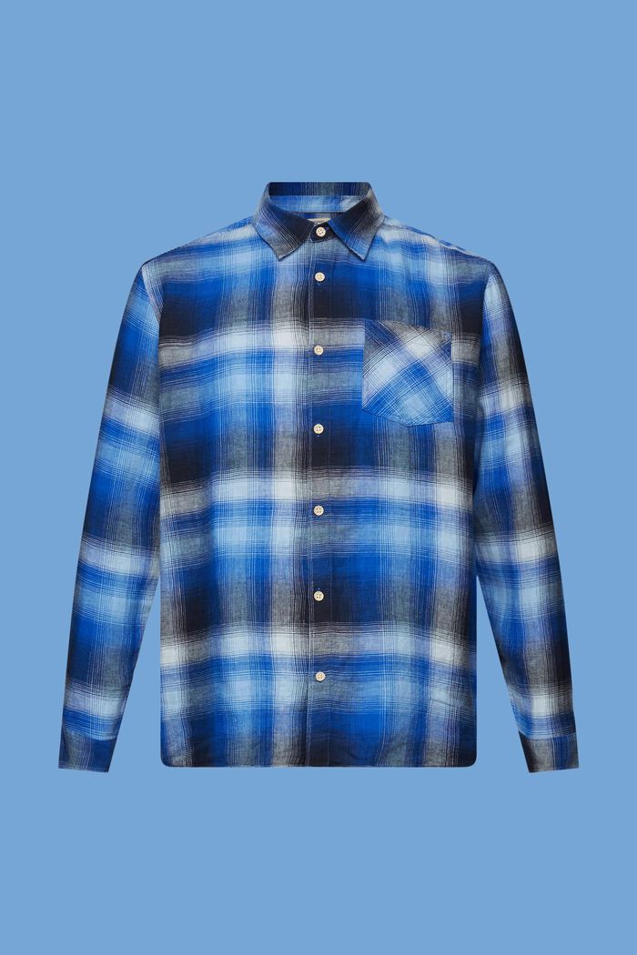 Kostkovaná košile, tartan, směs bavlny a konopí, BLUE, detail image number 6