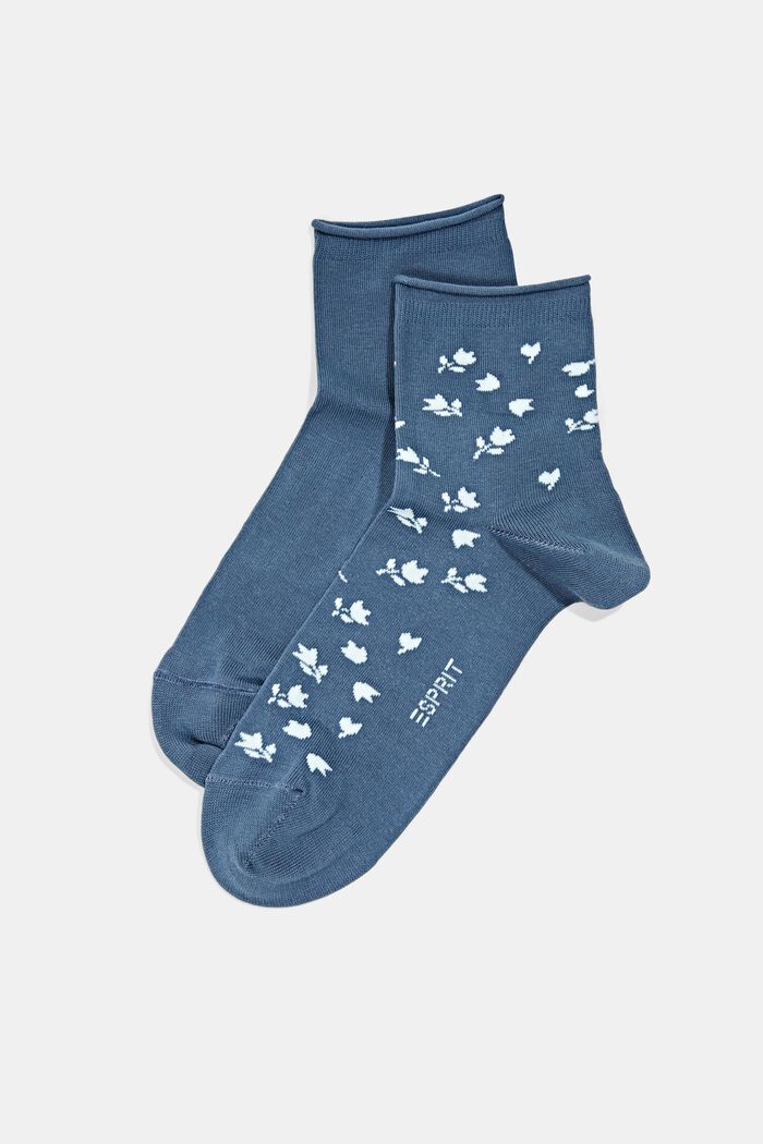 Krátké ponožky s květovaným vzorem, 2 páry v balení, VENICE NIGHT, detail image number 0