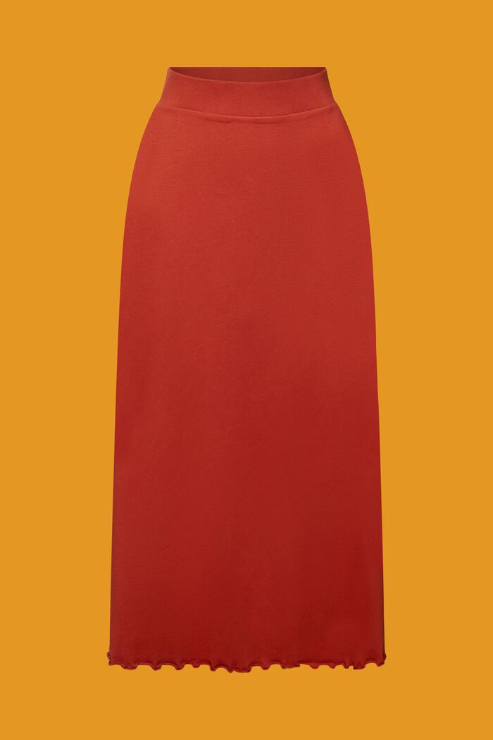 Žerzejová midi sukně, udržitelná bavlna, TERRACOTTA, detail image number 6