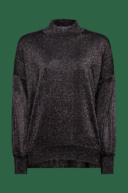 Třpytivý pulovr s nízkým rolákem