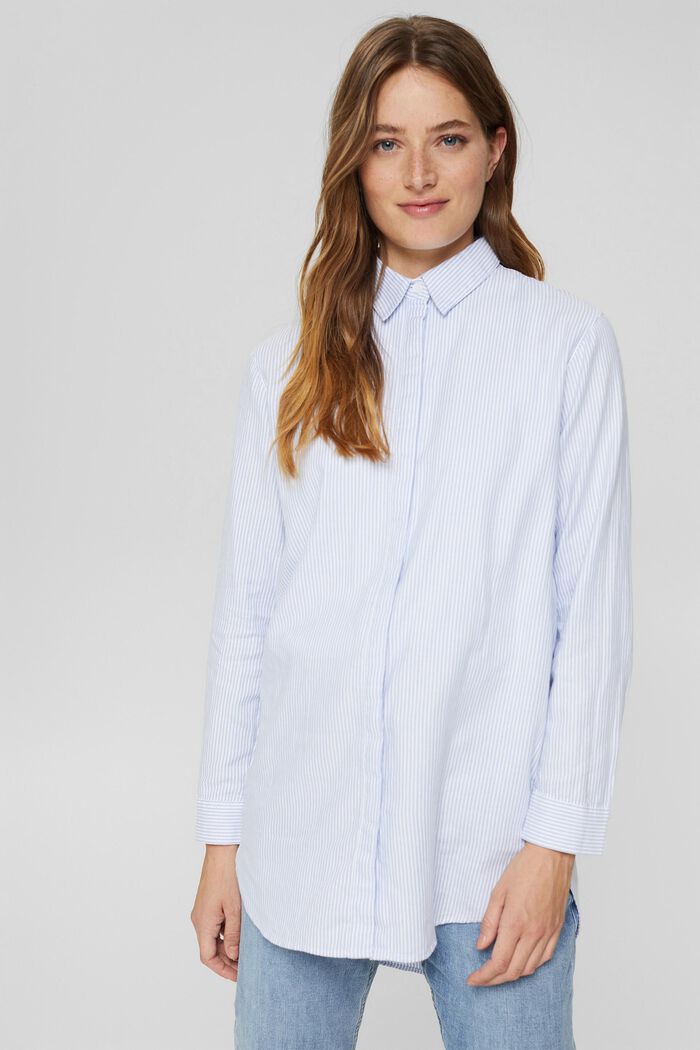 Košilová halenka ze 100% bio bavlny, PASTEL BLUE, detail image number 0
