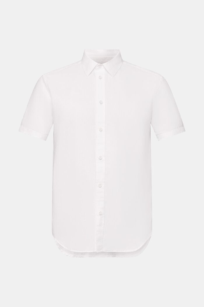 Košile s krátkým rukávem, ze směsi lnu a bavlny, WHITE, detail image number 6