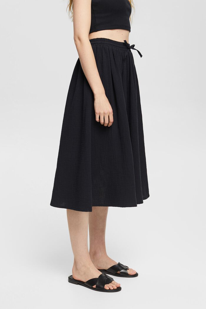 Midi sukně s pomačkaným efektem, BLACK, detail image number 2