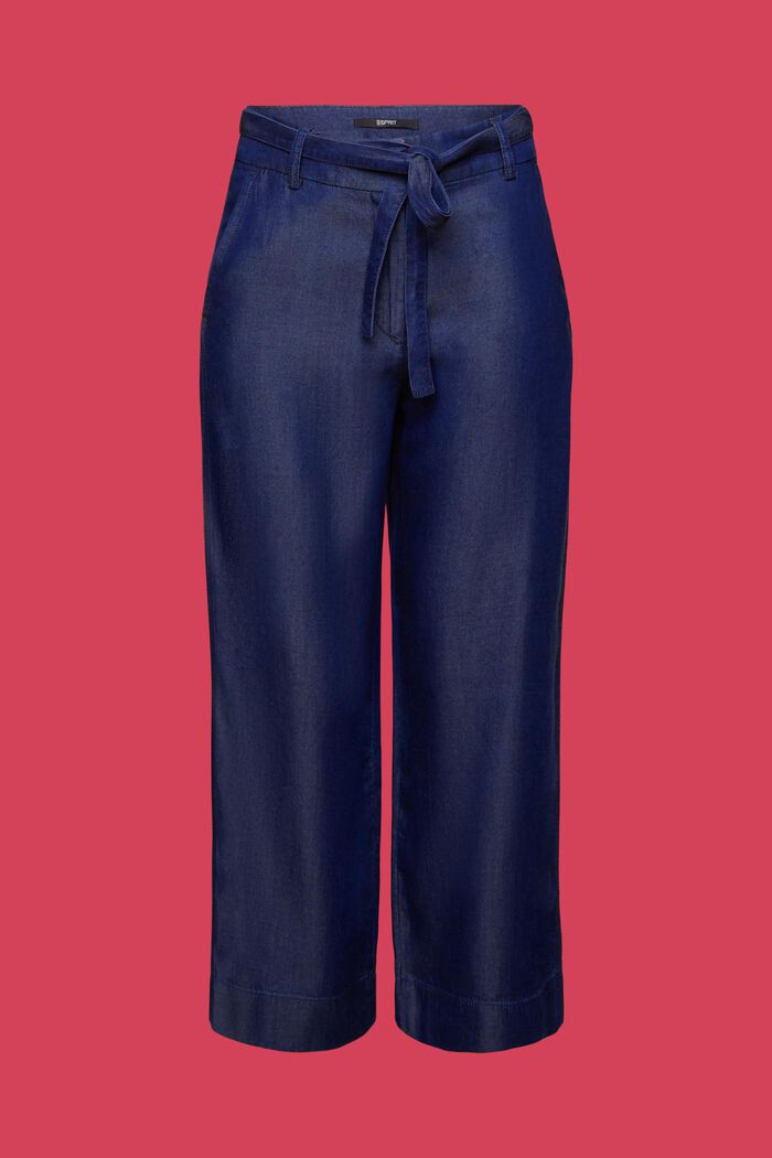 Zkrácené kalhoty se širokými nohavicemi, TENCEL™, BLUE DARK WASHED, detail image number 7
