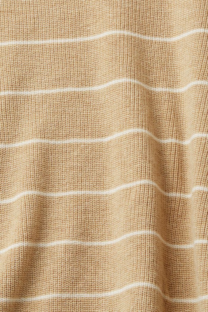 Pruhovaný pletený pulovr z bavlny, SAND, detail image number 4