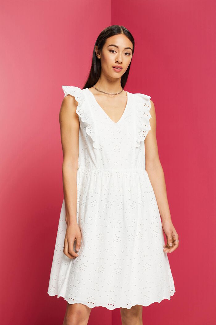 Bavlněné krajkové šaty, OFF WHITE, detail image number 0