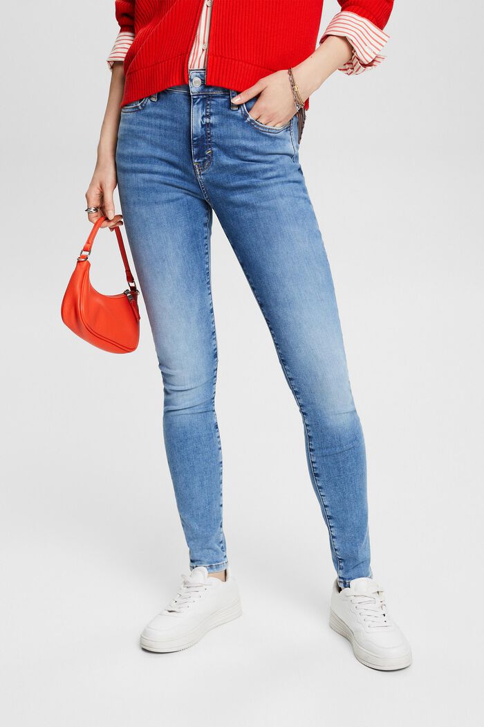 Skinny džíny s vysokým pasem, BLUE LIGHT WASHED, detail image number 0