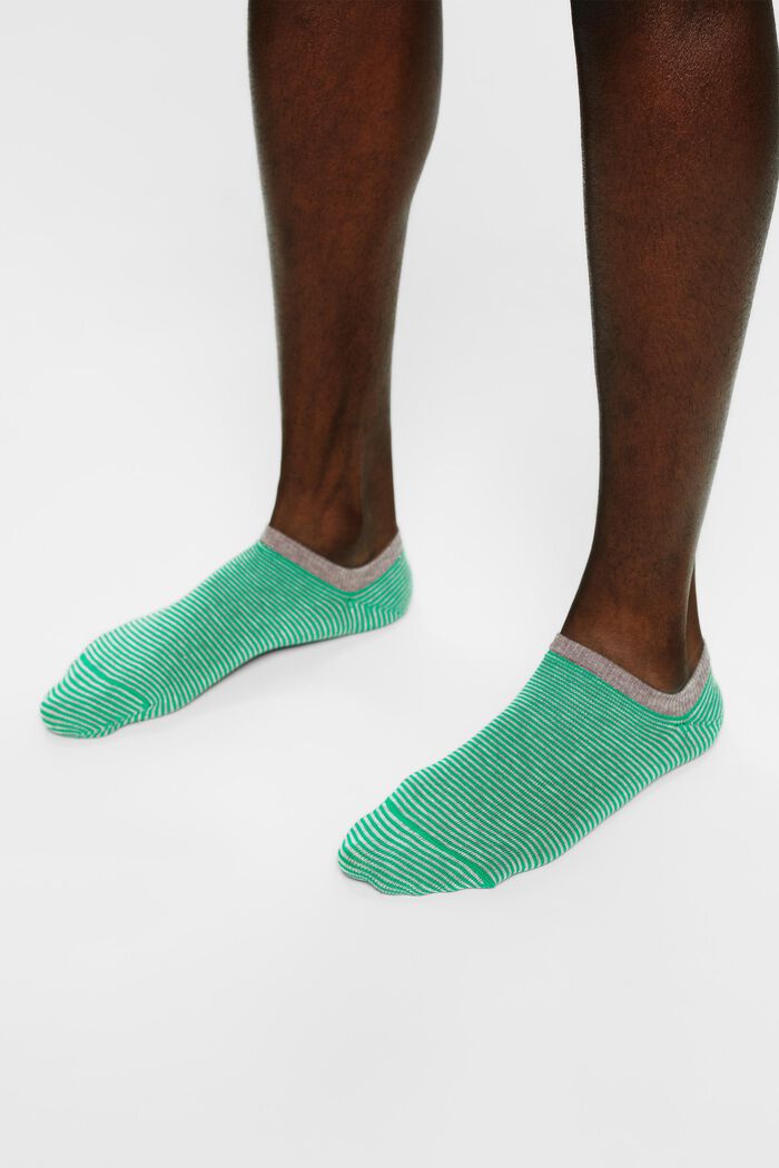 Proužkované kotníkové ponožky, 2 páry v balení, GREEN/GREY, detail image number 1