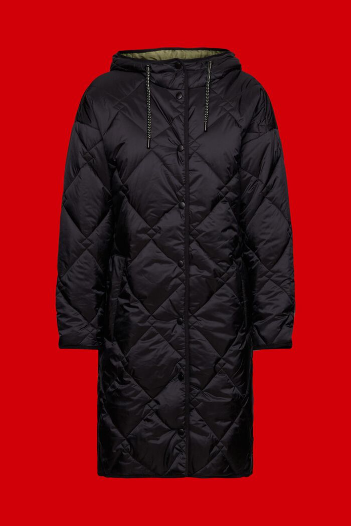 Prošívaný kabát s kapucí, BLACK, detail image number 5