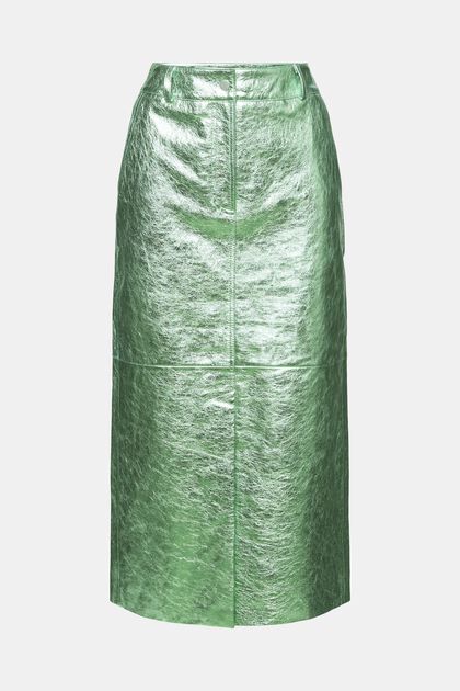 Metalická kožená sukně s povrchovou úpravou