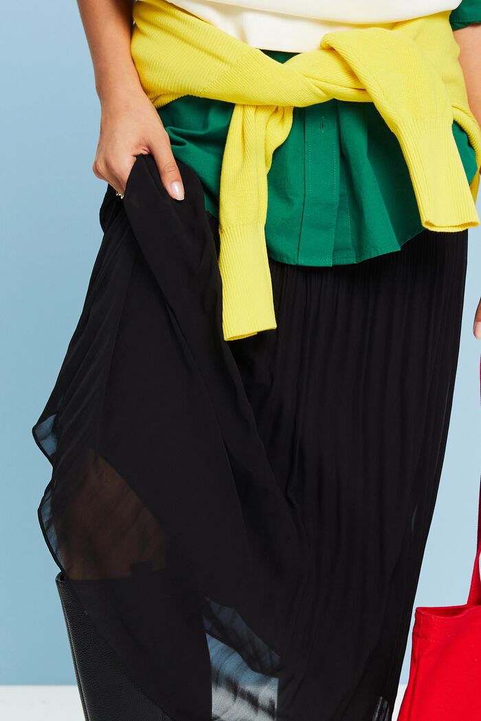 Plisovaná midi sukně ze šifonu, BLACK, detail image number 3