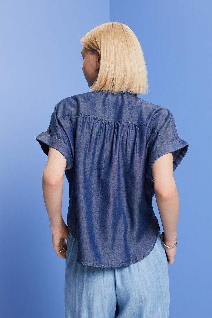 Oversize košilová halenka, TENCEL™, BLUE DARK WASHED, detail image number 3
