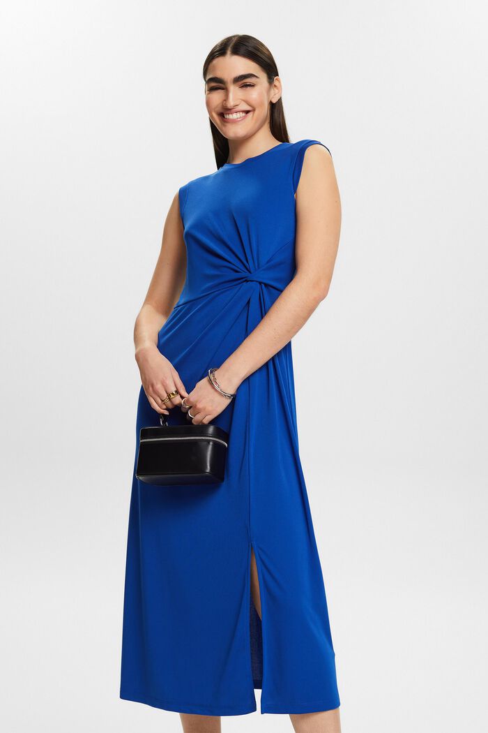 Krepové midi šaty s uzlem, BRIGHT BLUE, detail image number 0