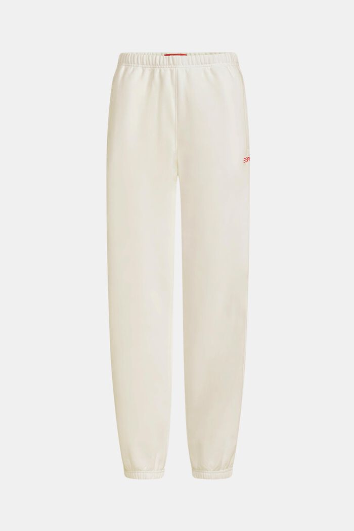 Unisex teplákové flaušové kalhoty s logem, z bavlny, OFF WHITE, detail image number 6