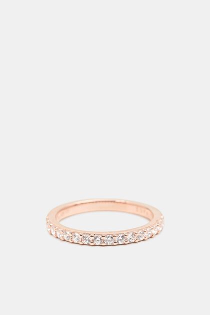 Stříbrný prsten se zirkony, barva růžového zlata, ROSEGOLD, overview