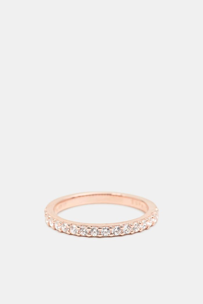 Stříbrný prsten se zirkony, barva růžového zlata, ROSEGOLD, detail image number 0