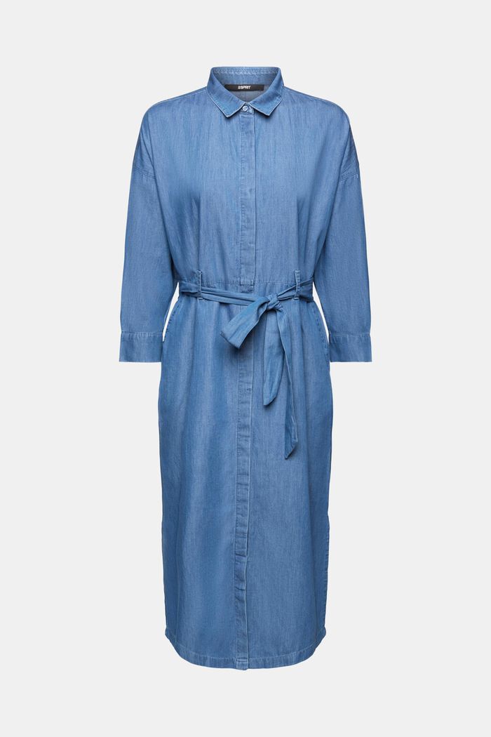 Midi šaty s vázačkou, z bavlněného denimu, BLUE MEDIUM WASHED, detail image number 6