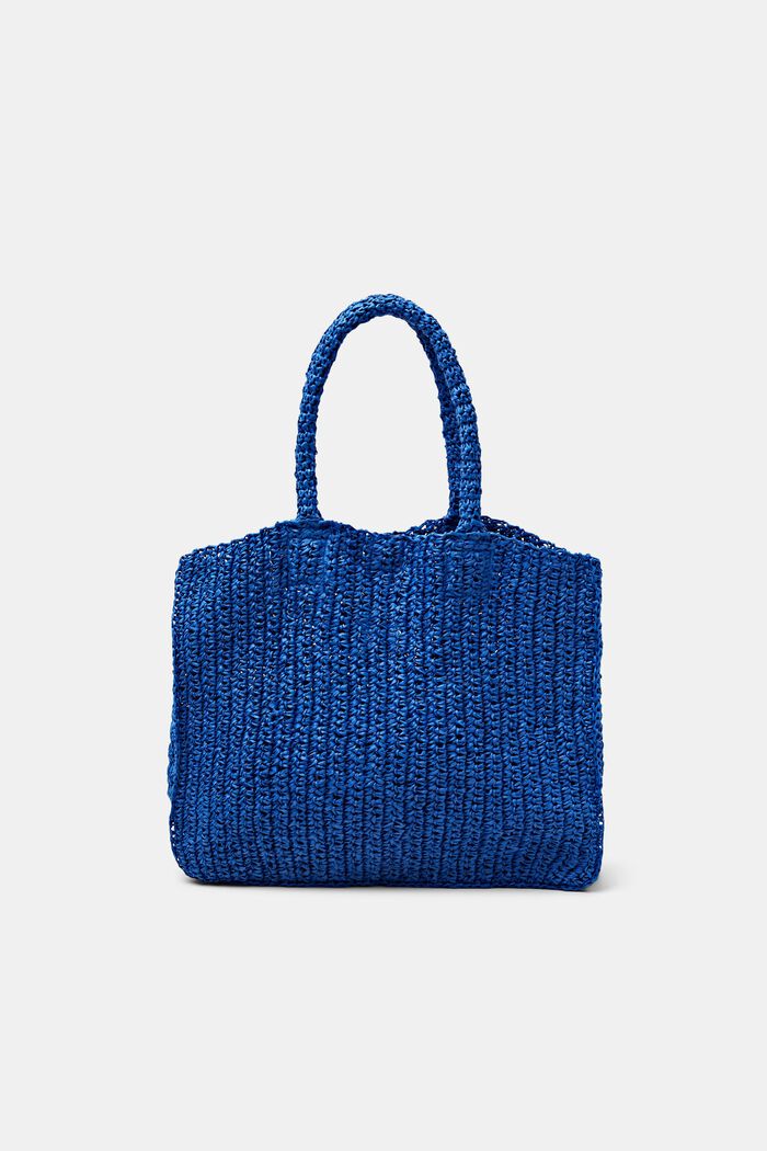 Kabelka tote bag, ze tkané slámy, BRIGHT BLUE, detail image number 0