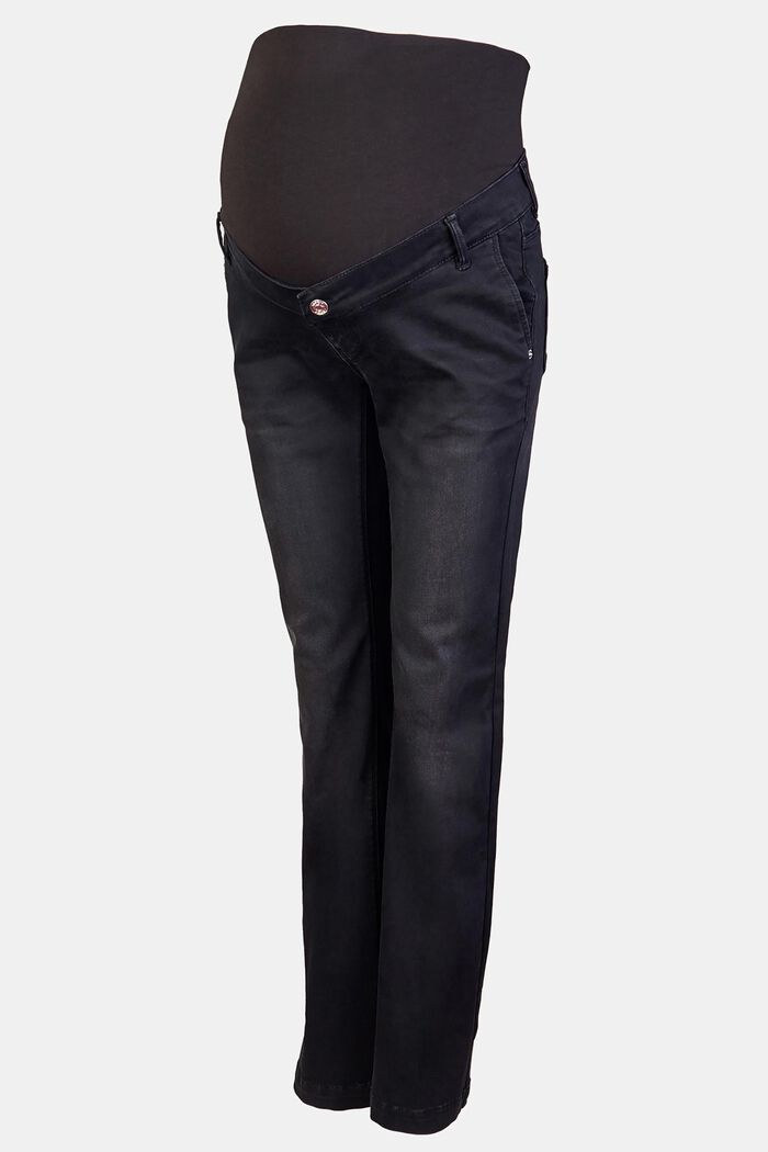 Z recyklovaného materiálu: džíny s pasem přes bříško, BLACK DARK WASHED, detail image number 0
