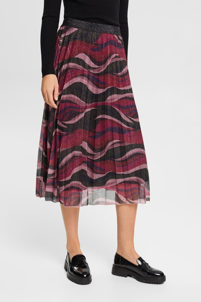 Skládaná midi sukně se třpytivým vzorem, CHERRY RED, detail image number 1
