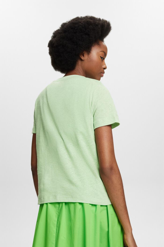 Tričko ze směsi bavlny a lnu, LIGHT GREEN, detail image number 2