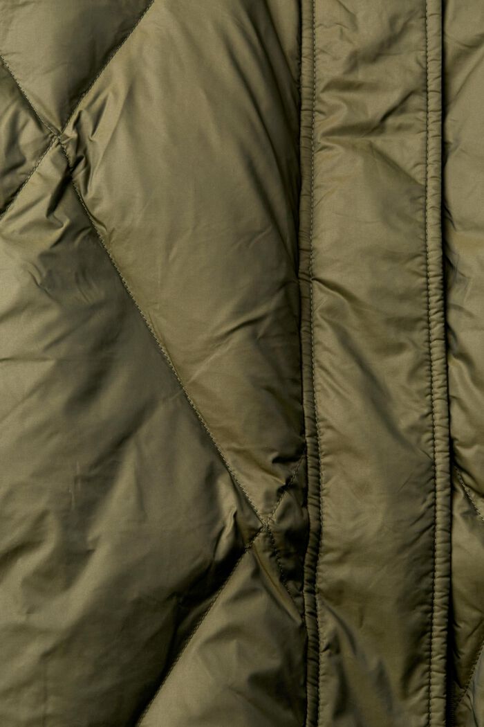 Prošívaný kabát z prachového peří s odepínací kapucí, DARK KHAKI, detail image number 1
