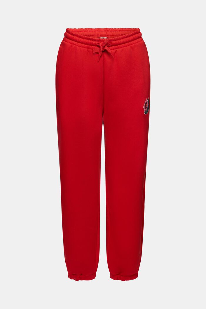 Flísové joggingové kalhoty s našitým logem, DARK RED, detail image number 7