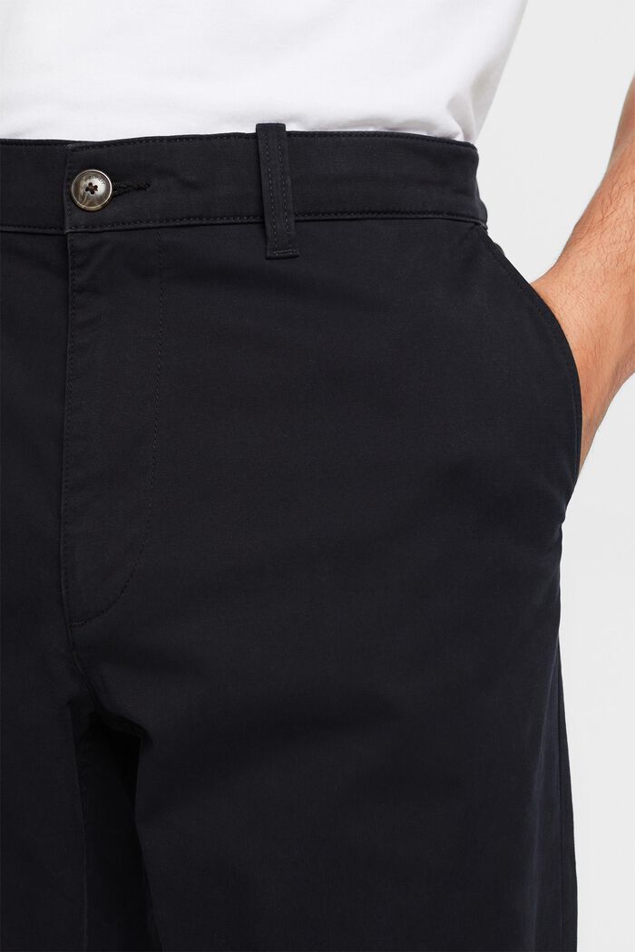 Kalhoty chino, bavlněný kepr, rovný střih, BLACK, detail image number 4