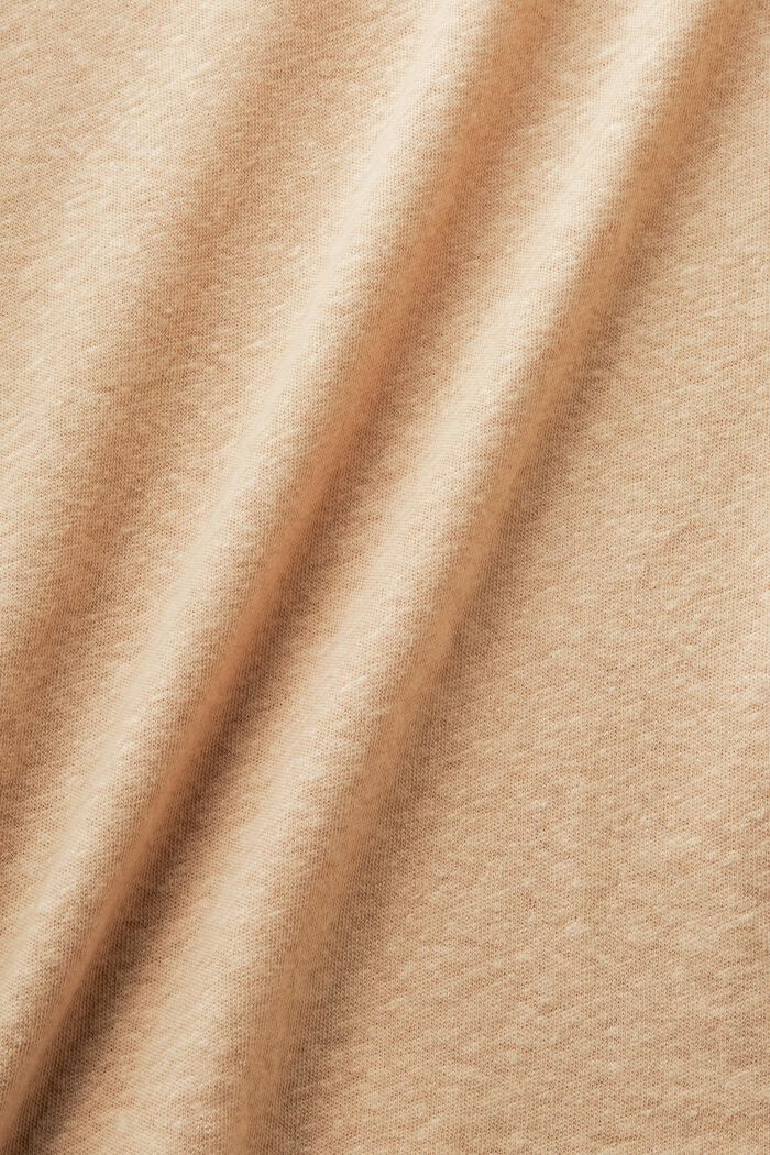 Tričko ze směsi bavlny a lnu, BEIGE, detail image number 4