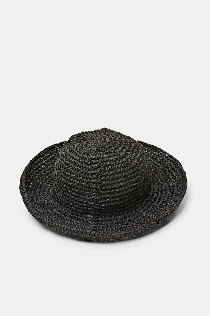 Háčkovaný slaměný klobouk, BLACK, detail image number 0