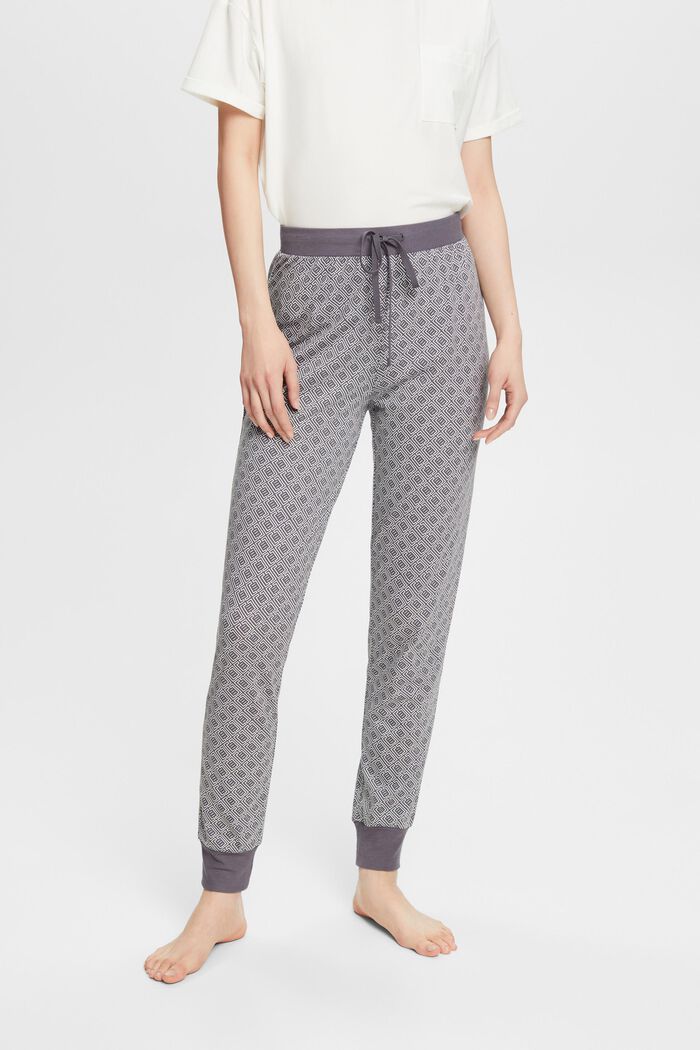 Pyžamové kalhoty s potiskem, z žerzeje, DARK GREY, detail image number 0
