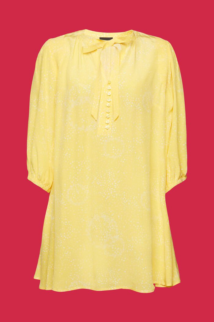 Potištěné pouzdrové šaty s detailem vázačky, LIGHT YELLOW, detail image number 5