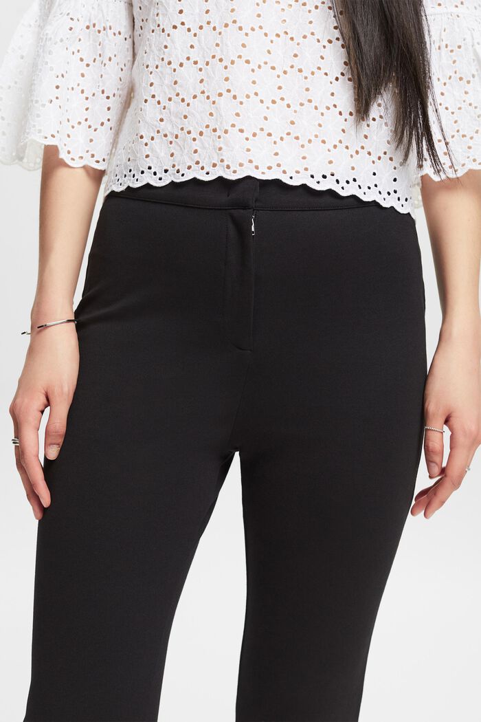 Kalhoty z materiálu punto, se zipy v lemech, BLACK, detail image number 4
