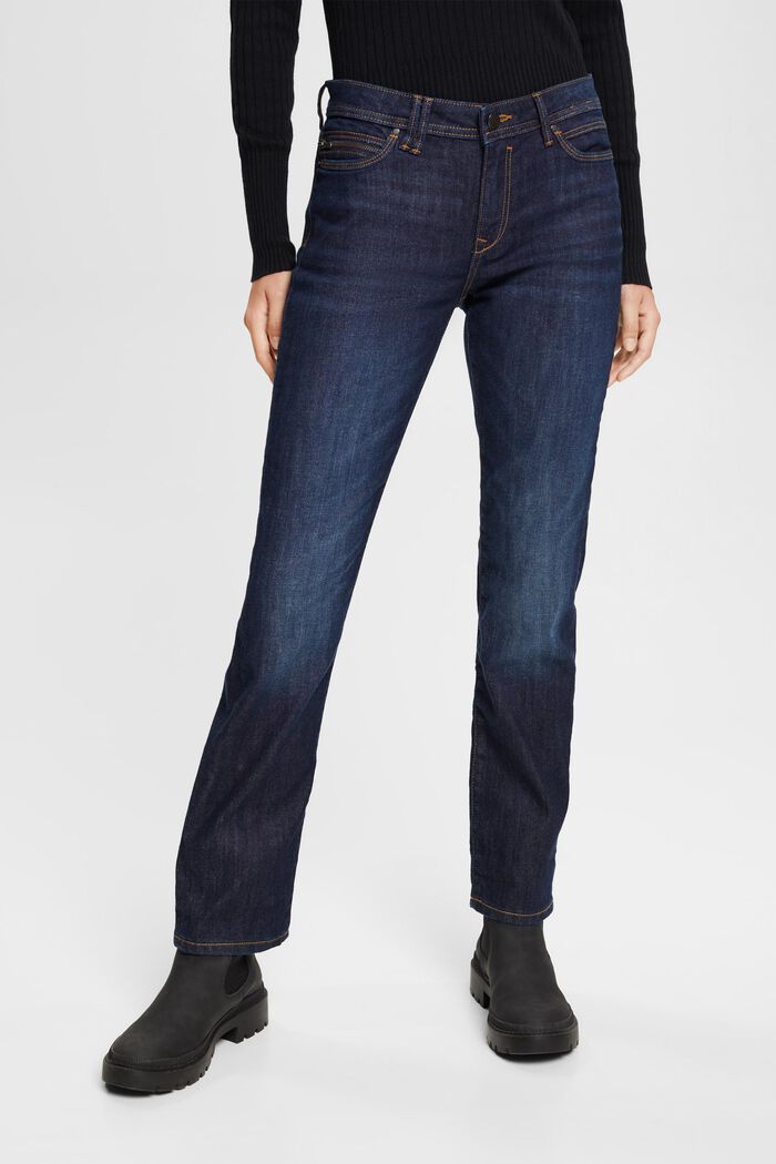 Strečové džíny s rovnými nohavicemi, BLUE DARK WASHED, detail image number 1