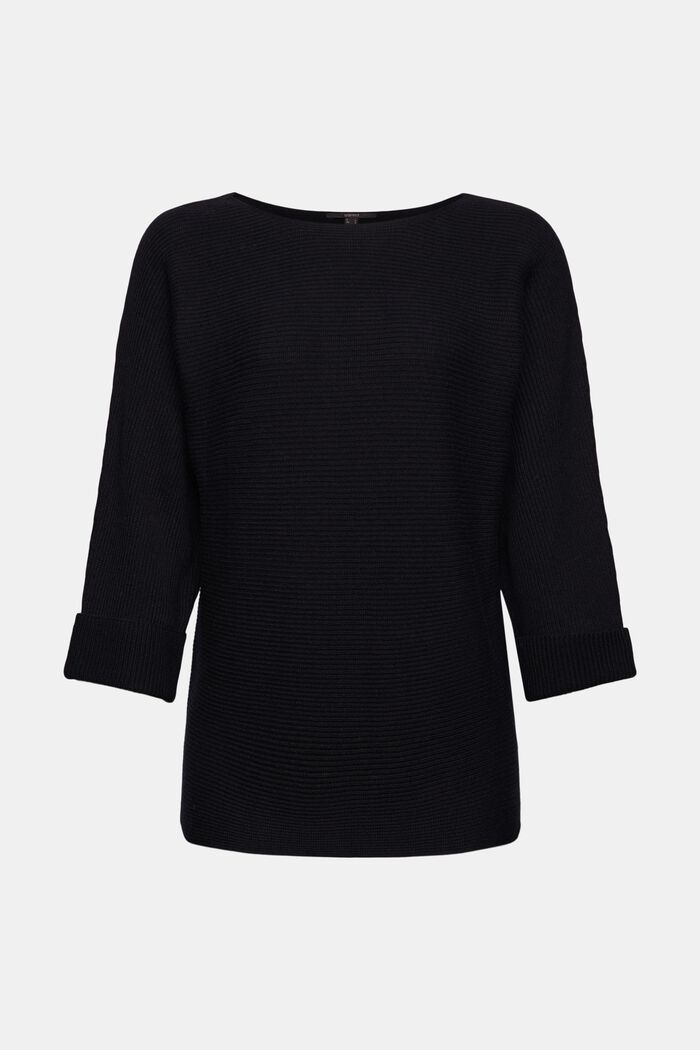 S vlnou/kašmírem: pulovr s netopýřími rukávy, BLACK, detail image number 6