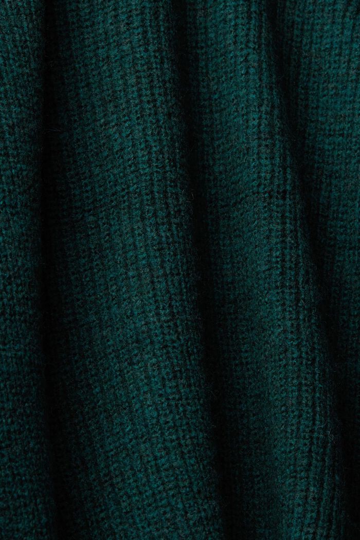 Pletený svetr s polovičním zipem a vlnou, TEAL GREEN, detail image number 5