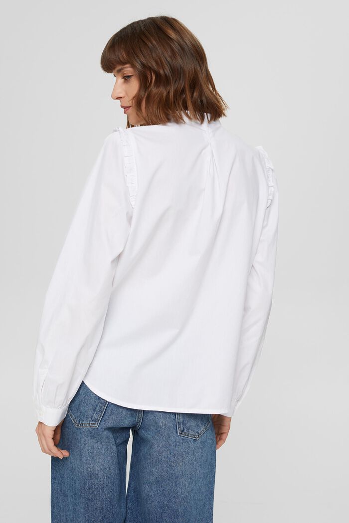 Košilová halenka s rýšky, ze 100% bavlny, WHITE, detail image number 3