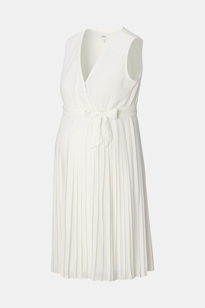 Plisované šaty s vázacím páskem, OFF WHITE, detail image number 4