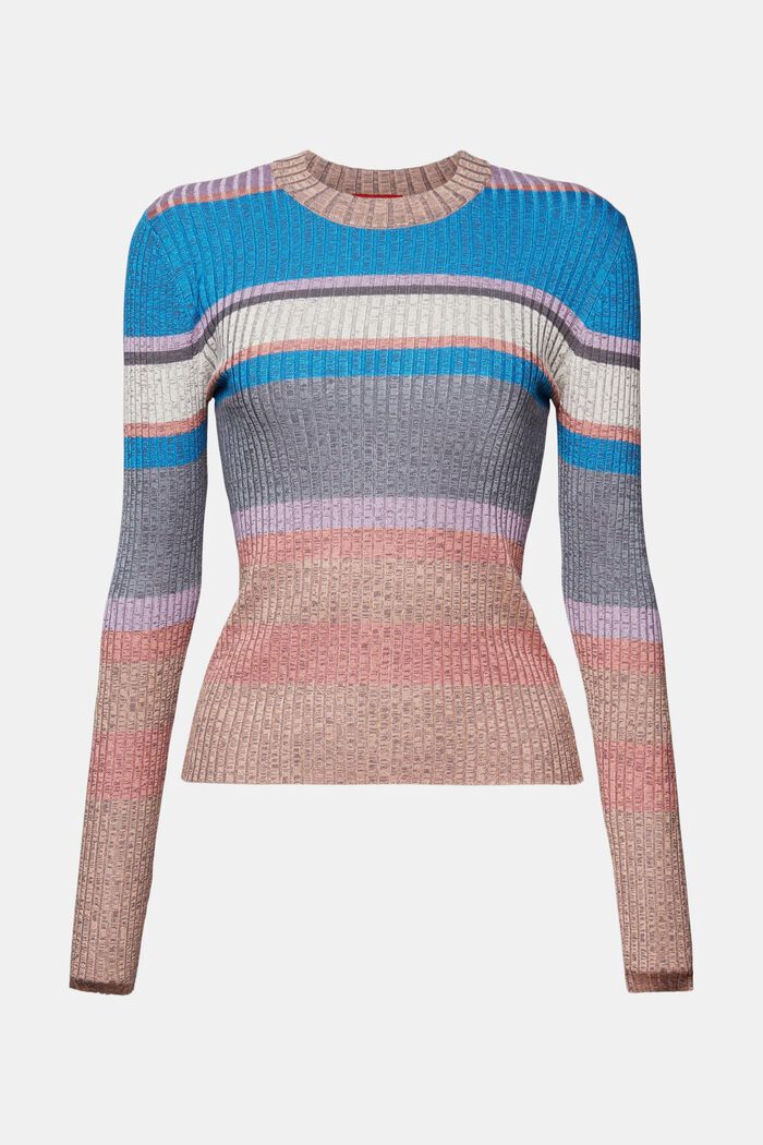 Pruhovaný pulovr z žebrové pleteniny, LENZING™ ECOVERO™, BLUE, detail image number 6