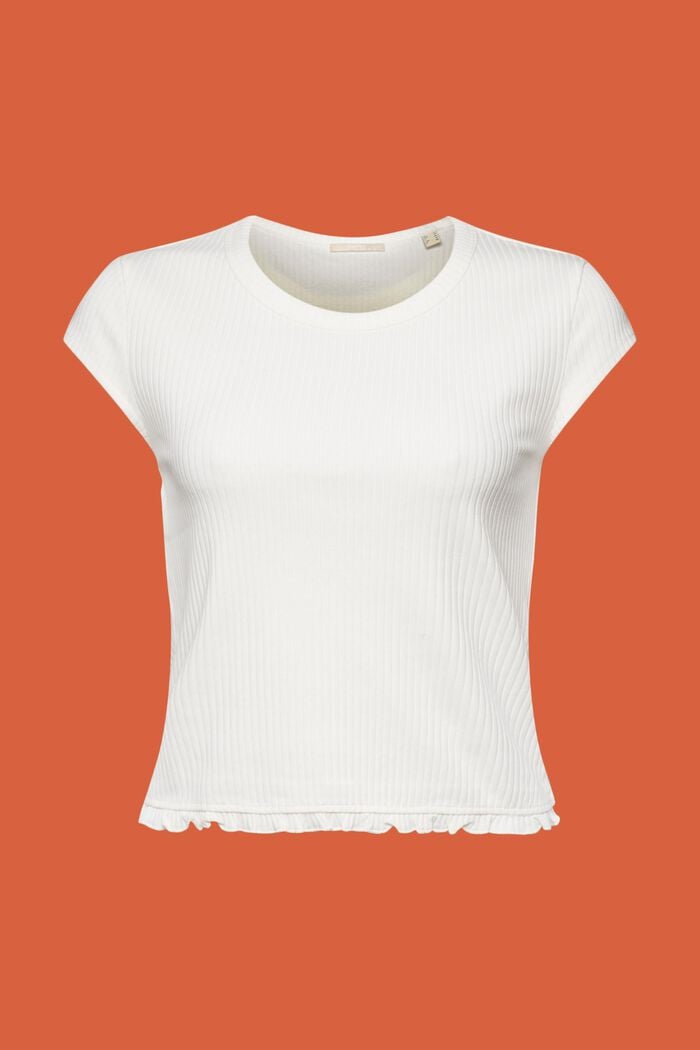 Žebrové tričko s nařaseným lemem, OFF WHITE, detail image number 5