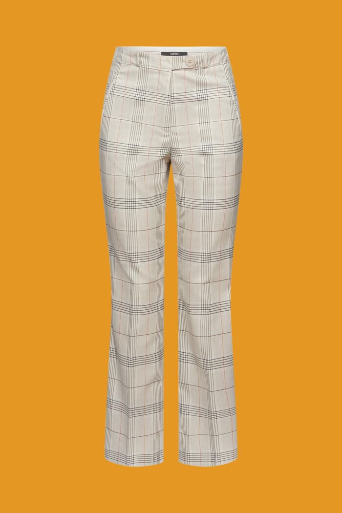 Kostkované kalhoty s rozšířenými nohavicemi, LIGHT TAUPE, detail image number 7