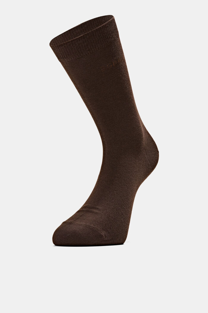 2 páry ponožek s vpleteným logem, bio bavlna, DARK BROWN, detail image number 0