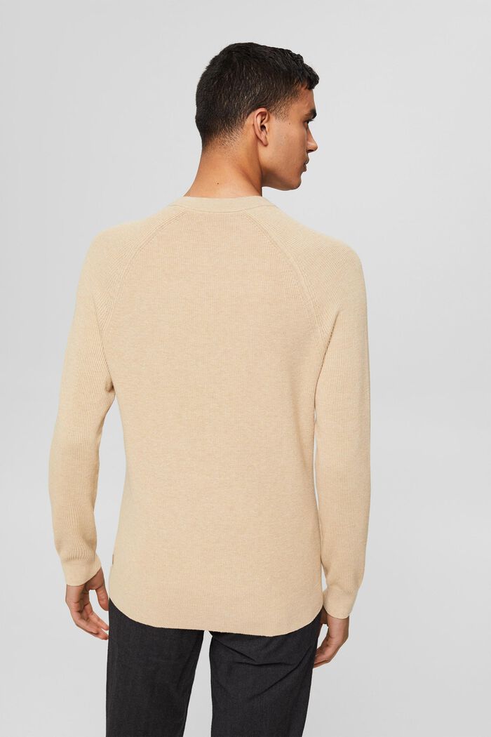 Pletený svetr ze 100% bio bavlny, SAND, detail image number 3